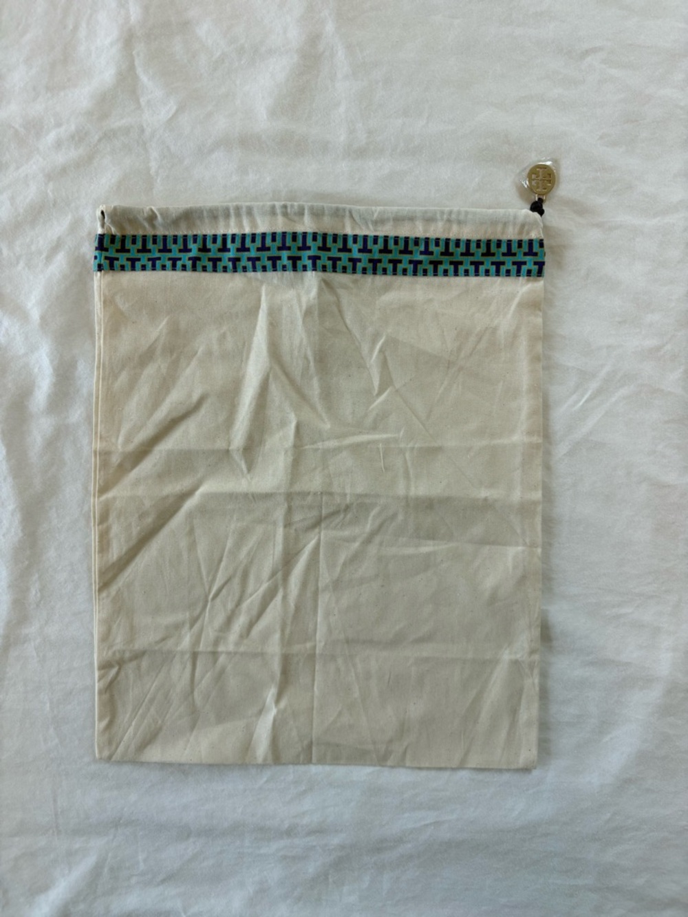 Tory Burch Pouch with Teal & Navy Geometric Trim